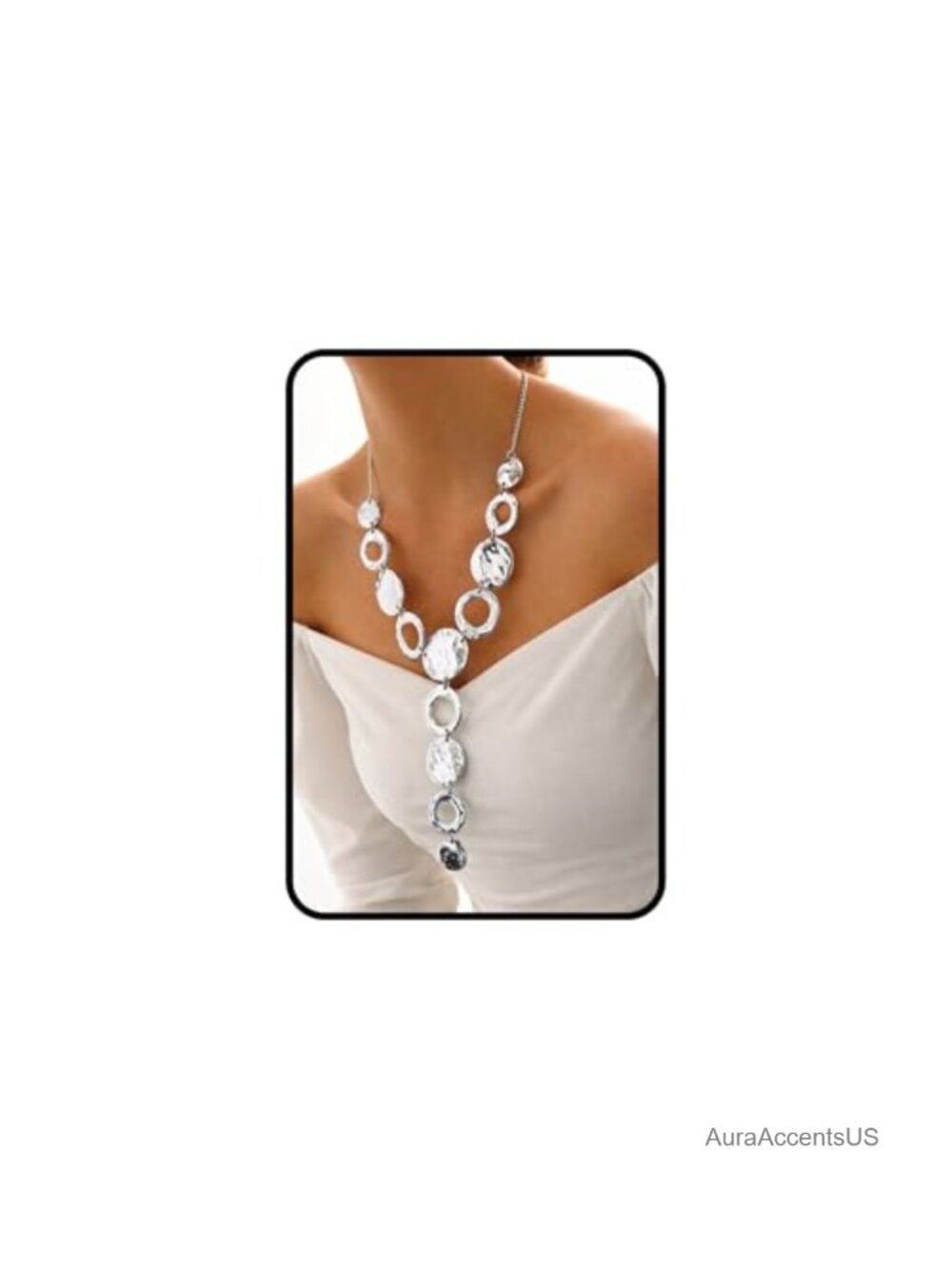 Chunky Statement Necklace Hammered Geometric Bib Pendant